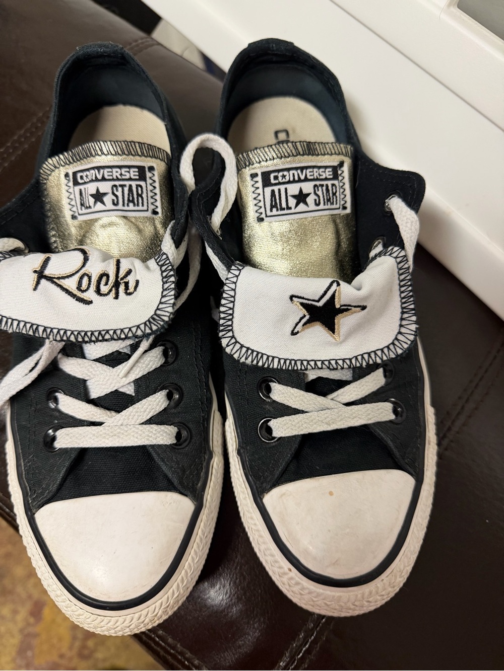 Converse Kids Black and White 'Rock' Low-Top Sneakers